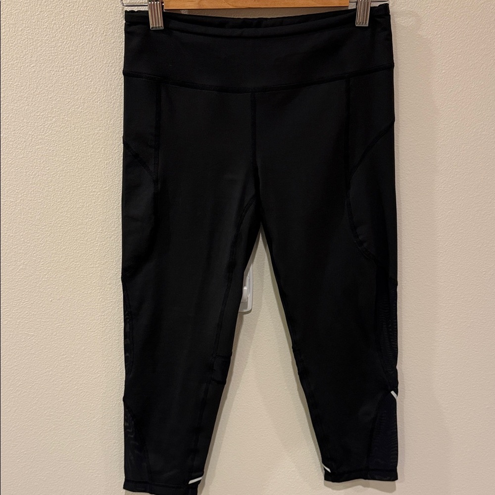 Zella Black Cropped Mesh Leggings